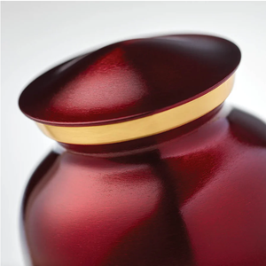 Classic Red Metal Cremation Urn Round Shape Traditional Design Sympathy Gift for Adult <b>Memorial</b> Funeral Storage Container ashes - Product Image 3