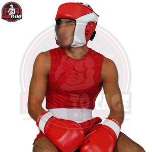 ชุดกางเกงชกมวยและเสื้อกล้ามรัดรูป ยืดหยุ่น ระบายอากาศได้ดี น้ำหนักเบา สีแดงขาว อุปกรณ์กีฬาสำหรับการฝึกซ้อมและการแข่งขันมวย - Product Image 3