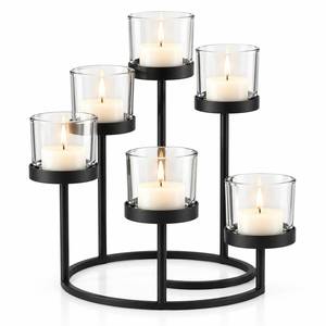 Modern Black Metal <b>Square</b> Lantern With Glass <b>Candle</b> Holder For Home Decoration - Product Image 1