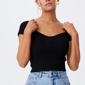 Camisetas cortas básicas para mujer, Tops cortos de manga corta con logotipo personalizado, 2021 - Product Image 6