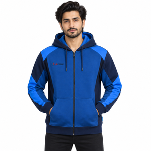 Sudadera con capucha y cremallera para hombre, personalizada, con cremallera completa, material de forro polar ligero, textura suave, ajuste cómodo, uso diario, OEM - Product Image 1
