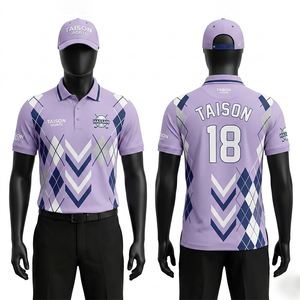 Polo de golf pour homme, tissu polyester premium 180 GSM, motif argyle violet lavande, logo imprimé personnalisé - Product Image 1