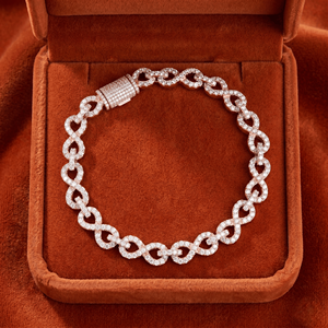 <b>Rose</b> Gold <b>Infinity</b> Link Moissanite Bracelet Hip Hop Fine Chain Link Pulsera De Lujo Para Hombre Mujer Premium - Product Image 3