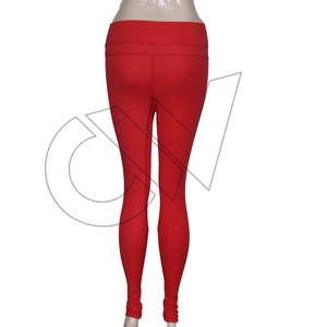 USA High Waist Red Seamless Breathable Eco-Friendly Full Length <b>Yoga</b> Leggings Spandex Polyester Elastic Waist Solid Color <b>Pants</b> - Product Image 2