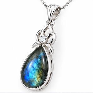Pendentif en argent labradorite, collier labradorite bleu éclatant, pendentif goutte d'eau en argent sterling 925, bijoux en pierres précieuses naturelles - Product Image 2