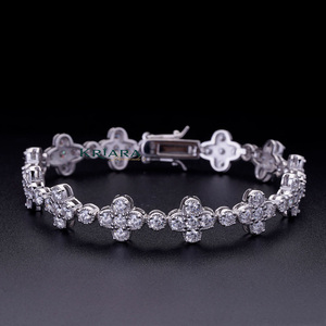 Pulsera de Moissanita con Diseño Floral, Plata 925 con Baño de Rodio, Engaste de Garras, Pulsera Clásica de Tenis para Mujer - Product Image 4