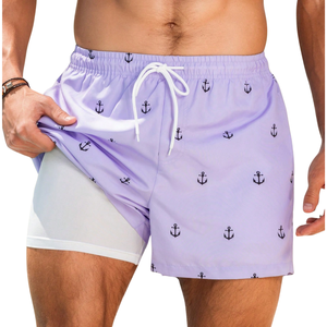<b>Men</b> Woven Printed <b>Swim</b> <b>Shorts</b> Quick Dry Breathable Elastic Waist Drawstring Casual Fit Summer Water Sports Holiday - Product Image 3