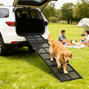 Rampa per Cani Extra Lunga e Larga 190x50 cm, Pieghevole e Portatile con Superficie Antiscivolo per Animali Domestici di Taglia Grande e Piccola - Product Image 2