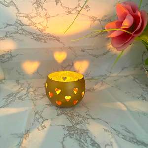 Coeur audacieux poinçon coupe support votif luxe or métal fer forme ronde longue durée pour la maison hôtel pour décor de Table de noël - Product Image 3