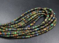 Perles d'opale éthiopienne noire naturelle multi-éclats, opale de forme ronde lisse, environ. 8MM à 5MM, longueur de 16 pouces