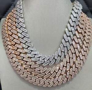 Cadena Cubana de Diamantes en Oro y Plata de Primera Calidad, Estilo Lujoso, para Hombres y Mujeres, Ideal para Fiestas y Regalos, Disponible para la Venta - Product Image 1