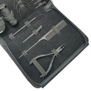 Black Matte Hair <b>Extension</b> Tools Wholesale Sustainable Stainless Steel Hair <b>Extension</b> Pliers Kit Set With Shield Clips & <b>Beads</b> - Product Image 6