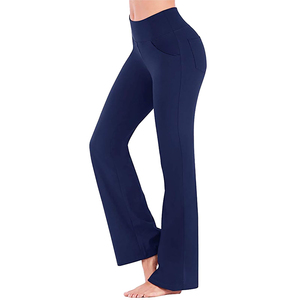 Easy wear Regular Fit Flared Yoga <b>Leggings</b> High Waist Solid <b>Pattern</b> Lightweight Breathable Spandex/Nylon Fashionable Workout - Product Image 6