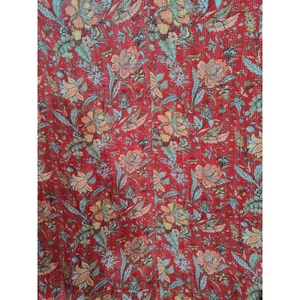 Handmade Kantha Quilt Red Floral Cotton Blanket Reversible <b>Bedspread</b> Home Decor Gift for Her - Product Image 4