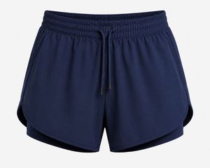 Pantalones Cortos Deportivos Casuales para Hombre, Color Azul Marino, de Lona Tejida, con Cordón en la Cintura, Ecológicos, de Secado Rápido, Corte Medio - Product Image 1