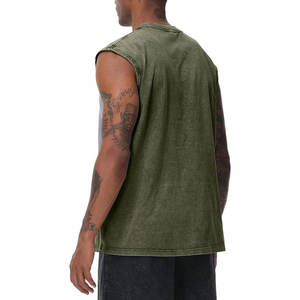 Débardeurs de sport pour hommes, T-shirts sans manches, T-shirts de musculation, T-shirts de gym délavés à l'acide, pour la course, la plage, coupe ample, athlétiques, été, fitness - Product Image 3