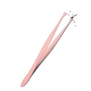 Pinzas para Pestañas de Acero Inoxidable Rosa, Punta Inclinada de Precisión, Borde Suave, Herramienta de Belleza - Product Image 3
