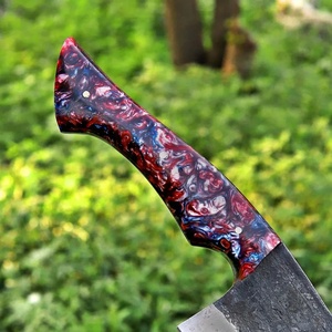 Couteau de chef artisanal forgé à la main, lame en acier inoxydable, manche en bois, étui en cuir, finition mate, ambidextre, 6-7,9 pouces, métal - Product Image 4