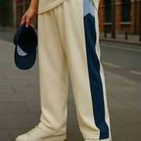 Pantalon de jogging unisexe épais en coton 100% avec taille élastique, coupe ample et large, brodé, style streetwear décontracté