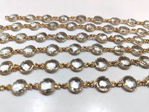 Chaîne de connecteurs en cristal de roche naturel, forme pièce de monnaie, 9 mm, vendue au mètre - Product Image 4