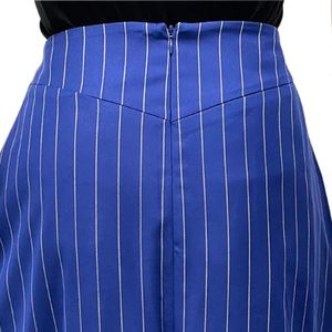 Women Royal Blue Pinstripe <b>Skirt</b> High Waist Tailored Straight Midi <b>Skirt</b> Elegant <b>Office</b> Business Casual Fashion Bottom Custom - Product Image 3