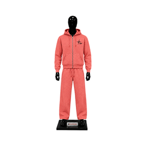 Conjunto Deportivo para Hombre, Color Rosa Coral, Sudadera con Cierre Completo y Pantalones Anchos, Logotipo Personalizado, Ropa Deportiva Casual, Venta al Por Mayor OEM - Product Image 1