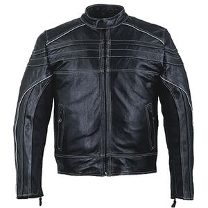 Chaqueta de Motocicleta HMB HMB-0412D de Invierno, Cuero Genuino de Vaca, Cierre de Cremallera a Prueba de Viento, Corte Regular para Hombre - Product Image 2