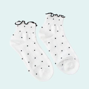 Daily Wear <b>Women's</b> Ankle <b>Socks</b> Ruffle Cuff Polka Dot Cute Style Soft ODM Wholesale Cotton Breathable Custom - Product Image 1