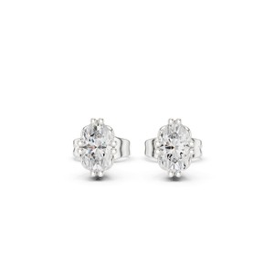 Pendientes de tuerca con corte ovalado de 1 quilate cada uno, los más vendidos, de oro macizo de 14 quilates, pendientes de moda para mujer, joyería de diamantes cultivados en laboratorio IGI - Product Image 2
