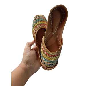 Fashionable Pakistani Ladies Khussa Pumps Handmade Traditional Embroidered Flats Ethnic Wedding Footwear Wholesale - Product Image 1