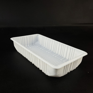 Plateau alimentaire en plastique blanc personnalisé, plateau d'emballage jetable - Product Image 3