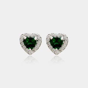 Conjunto de Collar y Pendientes de Plata de Ley 925 con Corazón Verde y Circonita Cúbica, Elegante Joyería para Novia, Boda, Compromiso, Regalo para Mujer - Product Image 5