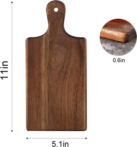Planche à découper en bois 11x5,1 pouces avec poignée, bloc de découpe rectangulaire de 0,6 pouce d'épaisseur, avec ensemble personnalisé de planches à fruits, légumes et fromages - Product Image 1