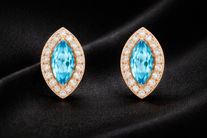 <b>Blue</b> Topaz Color CZ Marquise <b>Earrings</b> 925 Sterling Silver Handmade <b>Stud</b> <b>Earrings</b> For Women - Product Image 5