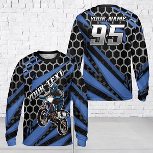 Camiseta Personalizada de Manga Larga para Motocross, Diseño Hexagonal, para Jóvenes y Adultos, con Nombre de Piloto, para Motocross, MX, ATV, Enduro, Jersey de Carreras 3D OEM para Niños - Product Image 5