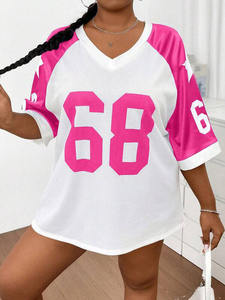 Maillot de football en maille oversize à col en V, avec impression de numéro, style streetwear, respirant, haut de sport, faible MOQ, vente en gros OEM - Product Image 2