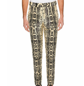 High Quality Slim Fit Stretchy Yellow Printed <b>Flared</b> Snakeskin <b>Leather</b> Pants Breathable Custom Low Price Snakeskin <b>Leather</b> Pants - Product Image 6