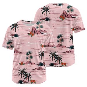 Custom Tropical Print <b>Baseball</b> Jersey Unisex Short Sleeve Breathable Polyester Summer Sport Top Teamname 00 Sublimated Design - Product Image 3
