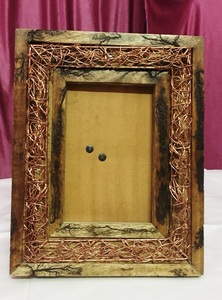 Antique <b>Rustic</b> Solid Wood <b>Photo</b> <b>Frame</b> Handmade Fractal Wood Burning Picture <b>Frame</b> with Turquoise Resin Inlay Home <b>Photo</b> <b>Frame</b> - Product Image 3