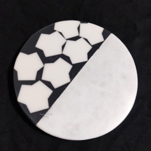 Elegante Juego de Posavasos de Madera con Incrustaciones y Mármol Blanco, Estético y Práctico para Cualquier Espacio, Alfombrillas y Protectores - Product Image 5