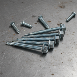 สกรูเจาะยึดตัวเองพร้อมหัวหกเหลี่ยมและแหวนรองโลหะในตัว (เมตริก/นิ้ว) เหล็กกล้าคาร์บอน ชุบสังกะสี/สังกะสีขาวคล้ายสีน้ำเงิน ระดับ 8 - Product Image 1