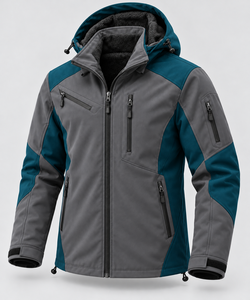 Chaqueta de Invierno Softshell para Hombre, Ajuste Personalizado, Forro Polar Cálido, Bloques de Color, Cortavientos, Capucha Desmontable, para Senderismo, Caza y Actividades al Aire Libre - Product Image 2