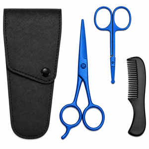 <b>Beard</b> Mustache Scissors and Comb Kit with PU Storage Bag, Rounded Safety Nose Hair Scissor for Men and Women <b>Care</b> Grooming, - Product Image 2