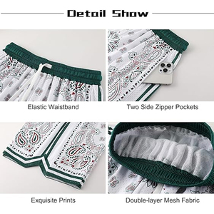 กางเกงบาสเก็ตบอลตาข่ายผู้ชายแบบสั่งทำพิเศษ มีกระเป๋าข้าง เอวยางยืดพร้อมเชือกผูก ลายพิมพ์ดิจิตอล 3 มิติแบบซับลิเมชั่น - Product Image 5