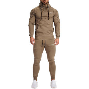 Sudadera con capucha deportiva de invierno con logotipo personalizado OEM, conjunto de dos piezas de forro polar técnico, chándal unisex al por mayor, para correr, color liso con impresión digital - Product Image 1