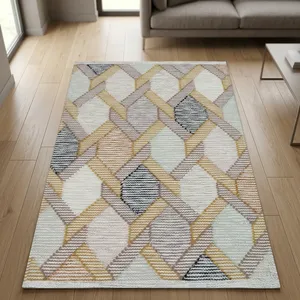 Alfombra Rectangular HILTEX KM Hecha a Mano, Ecológica, Apta para Mascotas, Antideslizante, de Tejido Plano, Estilo Bohemio, Mezcla de Lana, con Estampado Animal y Látex - Product Image 2
