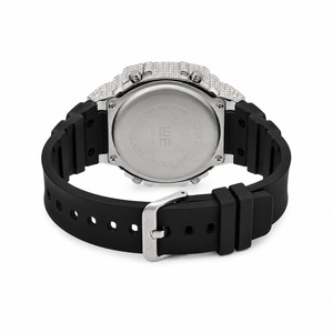 Luxury Digital <b>Watch</b> With Rhinestone Case Square Dial Rubber Band Men's Fashion Timepiece - Product Image 4