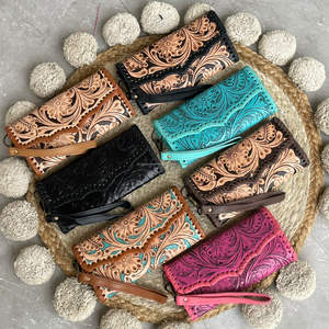 Bolsos de Noche Hechos a Medida, con Diseño Floral, Hechos a Mano en Cuero Vacuno Genuino, Cartera de Mano para Teléfono, para Mujer - Product Image 5