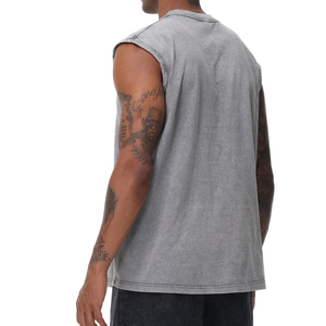 Polyester/Cotton Men's Eco-Friendly Breathable Quick Dry Vintage Style Fitness Tank Top Casual Sleeveless Gym Shirt - Product Image 2