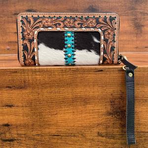 Bolso cruzado con flecos de cuero mecanizado a mano de gran capacidad para mujer directo de fábrica con bolso de mano de piel de vaca, conjunto de dos piezas a juego - Product Image 6